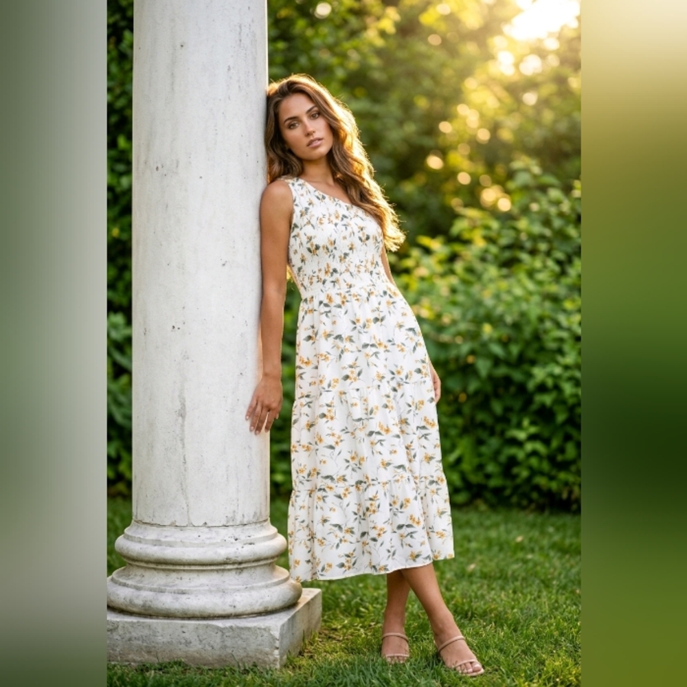 Hayden One-Shoulder Floral Midi Dress Size Small Boho Spring/Summer - Picture 9 of 12
